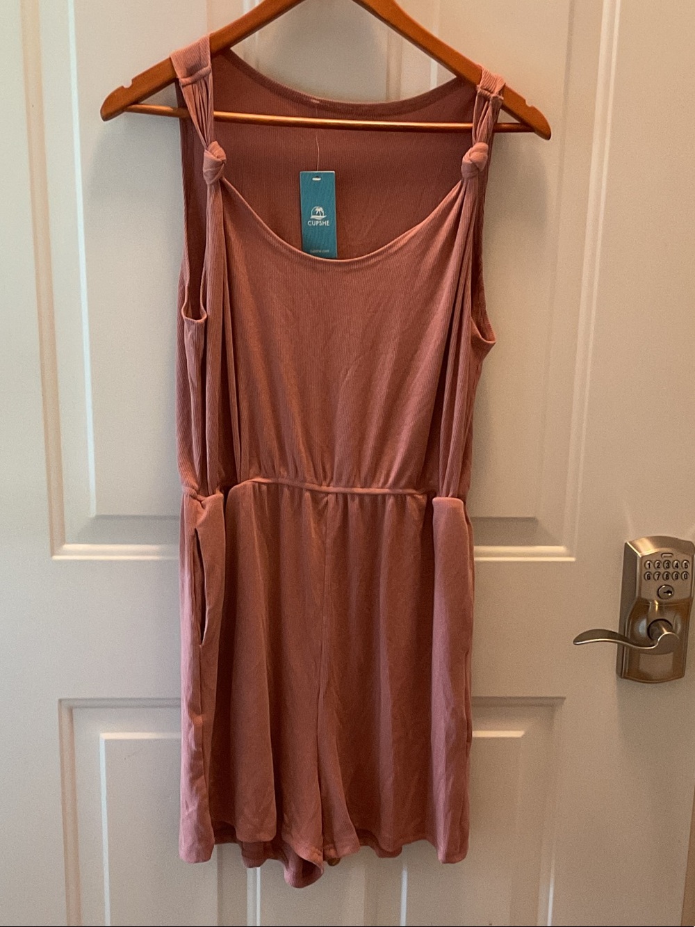 NWT Cupshe Tank Top Romper In Dusty Rose With Pockets Size Large